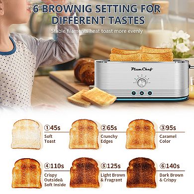 4 Slice Toaster 15.7 Inch, 1350W Defrost Reheat For Breakfast