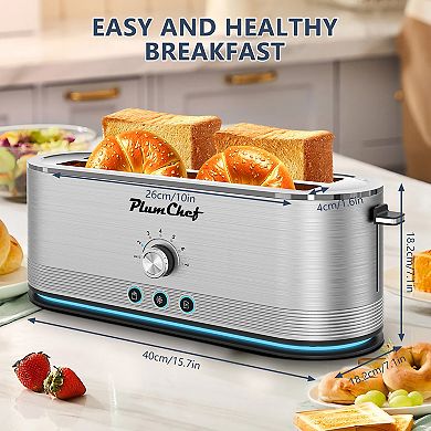 4 Slice Toaster 15.7 Inch, 1350W Defrost Reheat For Breakfast