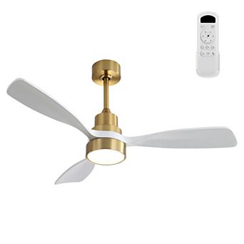48 Inch Solid Wood Ceiling Fan with LED Light and Remote for Living Room