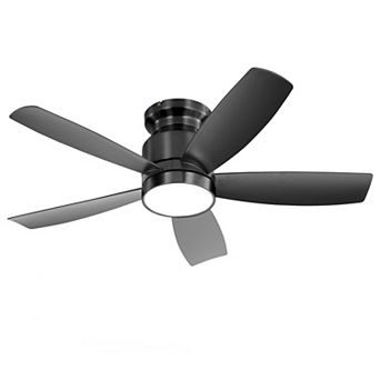42 Inch Flush Mount Ceiling Fan with LED Light and Remote for Bedroom