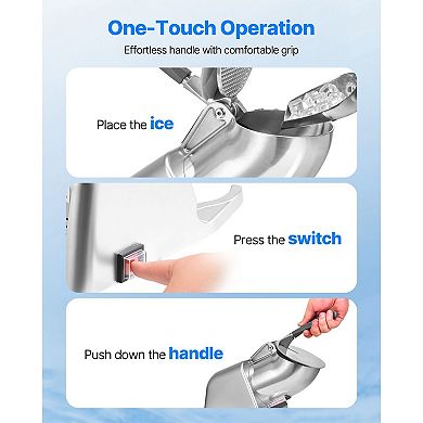 Ice Crusher Machine, 143lbs Per Hour Electric 2 Blades Snow Cone Maker for Home & Commercial Use