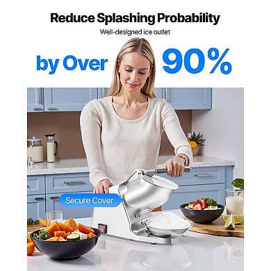 Ice Crusher Machine, 143lbs Per Hour Electric 2 Blades Snow Cone Maker for Home & Commercial Use