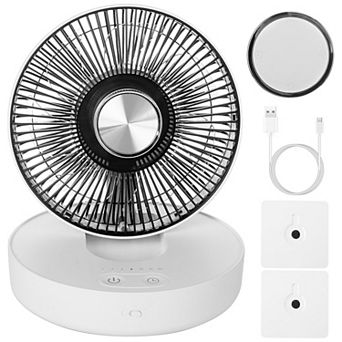 8.46 Inch Rechargeable Oscillating Desk Fan With Remote, LED Light For Office & Camping