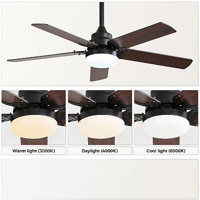 42 Inch Modern Ceiling Fan with LED Light & Remote for Bedroom