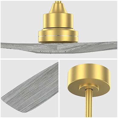 52 Inch Solid Wood Indoor Ceiling Fan, Without Light, Remote Control For Living Room