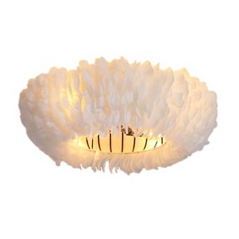 Feather Chandelier Ceiling Fan 20 Inch, Flush Mount for Living Room