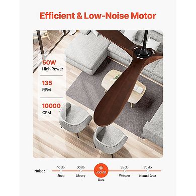 72 Inch Ceiling Fan without Light, 3 Blade Reversible DC Motor, Remote Control for Indoor Outdoor