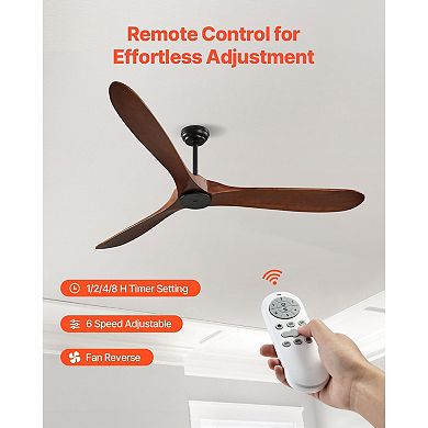 72 Inch Ceiling Fan without Light, 3 Blade Reversible DC Motor, Remote Control for Indoor Outdoor