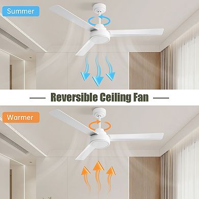 Ceiling Fan Without Light 52 Inch, Reversible DC Motor for Living Room