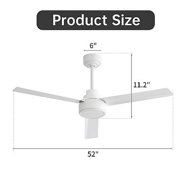 Ceiling Fan Without Light 52 Inch, Reversible DC Motor for Living Room