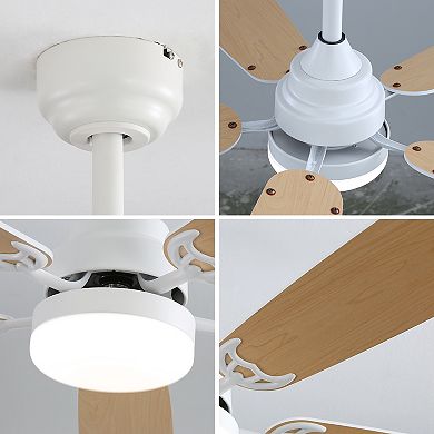 Modern 52 Inch Ceiling Fan with Light and Remote, for Living Room