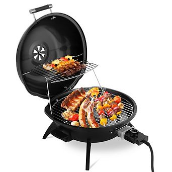 Electric Countertop BBQ Grill, Portable Double Layer Tabletop Grill with Adjustable Temperature