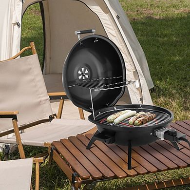 Electric Countertop BBQ Grill, Portable Double Layer Tabletop Grill with Adjustable Temperature