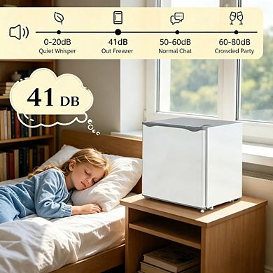 Compact Upright Mini Freezer 1.1 Cu Ft Portable Skincare Fridge for Dorm & Office