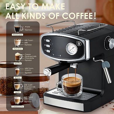20 Bar Espresso Machine, Compact Maker with Milk Frother, for Home