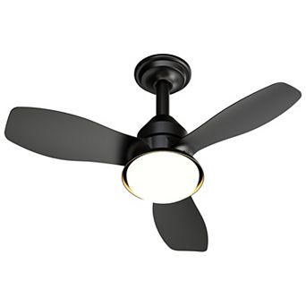 Loheer 24.4 Inch Flush Mount Ceiling Fan with Light, Dimmable LED & Remote for Bedroom