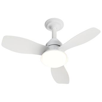 Loheer 24.4 Inch Flush Mount Ceiling Fan with Light, Dimmable LED & Remote for Bedroom