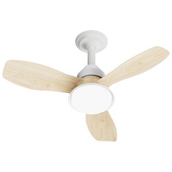 Loheer 24.4 Inch Flush Mount Ceiling Fan with Light, Dimmable LED & Remote for Bedroom