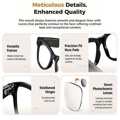 Bluetooth Smart Glasses 4K, 8MP Camera Calling, 3600mAh charge case, Translation,IP67 Waterproof