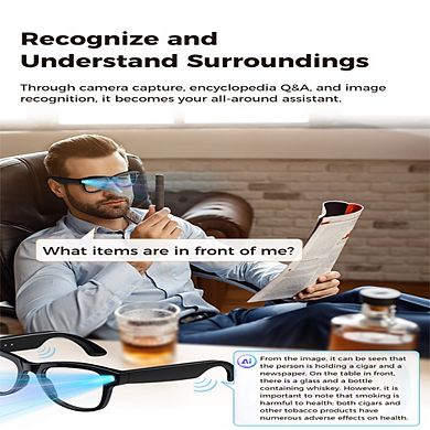 Bluetooth Smart Glasses 4K, 8MP Camera Calling, 3600mAh charge case, Translation,IP67 Waterproof