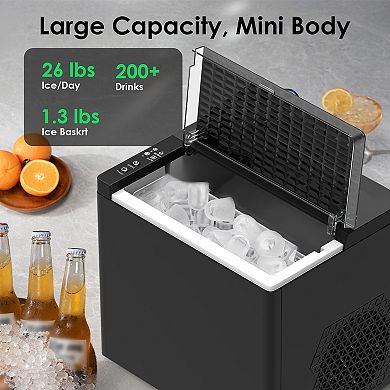 Countertop Bullet Ice Maker, Portable Machine for Home