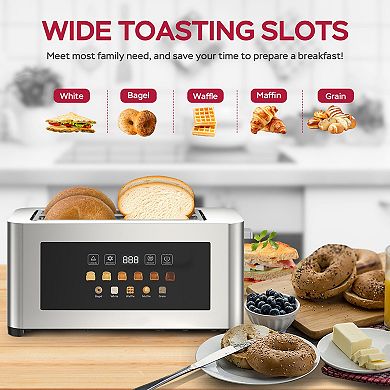 4 Slice Touch Screen Toaster, 15.63 Inch Extra Wide Slot For Kitchen