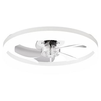 Loheer 19.7 Inch Flush Mount LED Ceiling Fan, 6-speed Dimmable Fandelier,APP control, for Bedroom