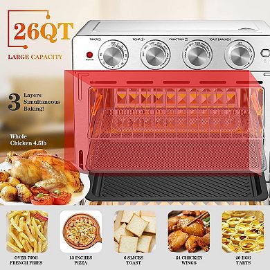 26QT Air Fryer Toaster Oven Combo Convection Bake Kitchen