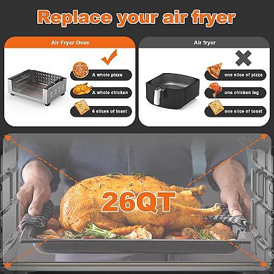 26QT Air Fryer Toaster Oven Combo Convection Bake Kitchen