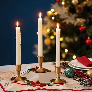 2 Pack Slim Gold Brass Candle Holders for Table & Holiday Decor