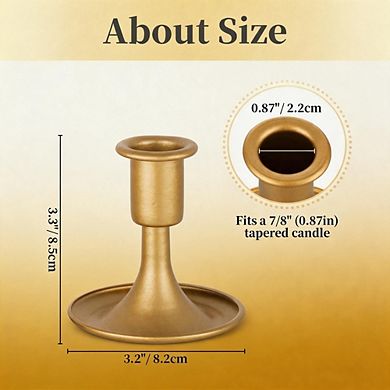 2 Pack Slim Gold Brass Candle Holders for Table & Holiday Decor