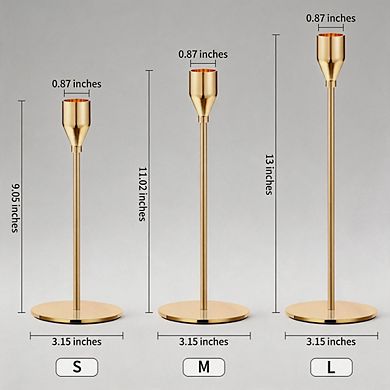 6 Pack Gold Metal Taper Candle Holders for Wedding & Party