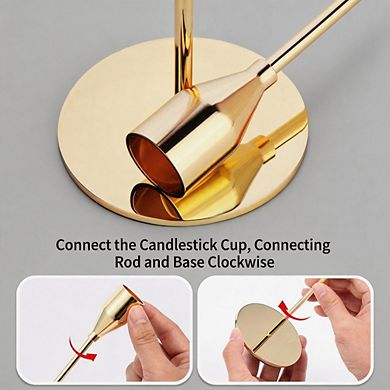 6 Pack Gold Metal Taper Candle Holders for Wedding & Party