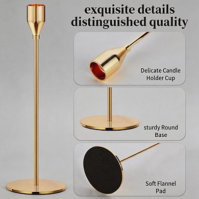 6 Pack Gold Metal Taper Candle Holders for Wedding & Party