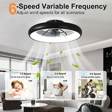 Loheer 21.7 Inch Low Profile Smart Ceiling Fan with Light - Dimmable Fandelier for Bedroom