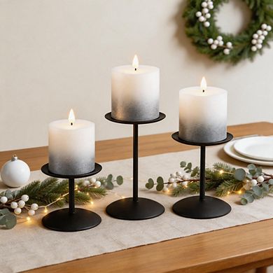 3 Pack Modern Black Metal Candelabras Farmhouse Table Decor
