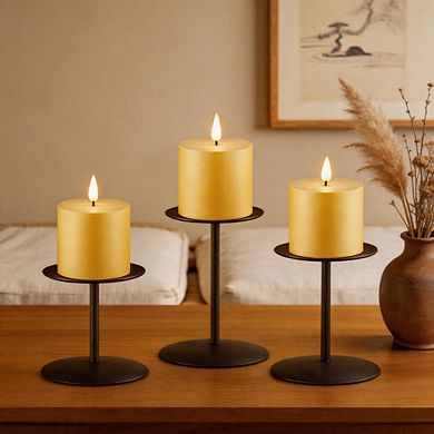 3 Pack Modern Black Metal Candelabras Farmhouse Table Decor