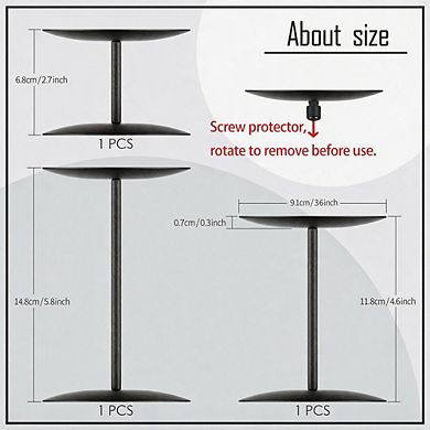 3 Pack Modern Black Metal Candelabras Farmhouse Table Decor