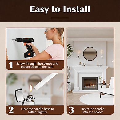 2 Pack Black Metal Wall Candle Sconces Farmhouse Wall Decor