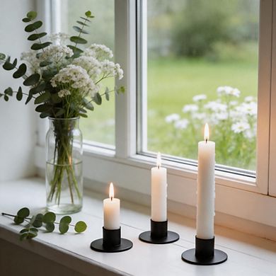 4 Pack Retro Black Candle Holders Farmhouse Home & Party Decor