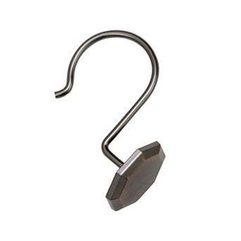 Utopia Alley Rust-Proof Zinc Shower Curtain Hooks with Octagon-Shaped end for Bathroom - Set of 12