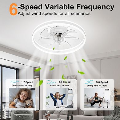 Loheer 23.6 Inch Smart Ceiling Fan with Light Dimmable LED Quiet DC Motor for Bedroom
