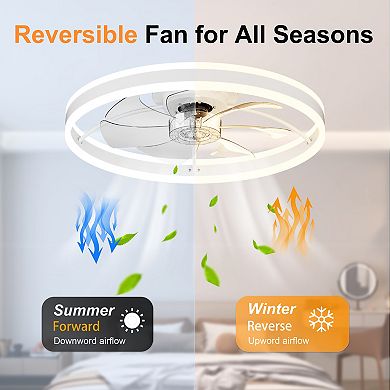 Loheer 23.6 Inch Smart Ceiling Fan with Light Dimmable LED Quiet DC Motor for Bedroom