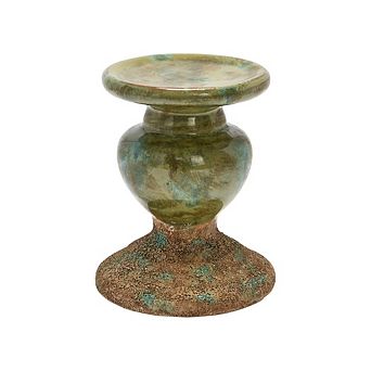 Distressed Green Terracotta Pillar Candle Holder