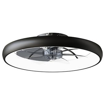 Loheer 24.4 Inch Flush Mount Ceiling Fan with Light Dimmable Smart Fandelier for Living Room