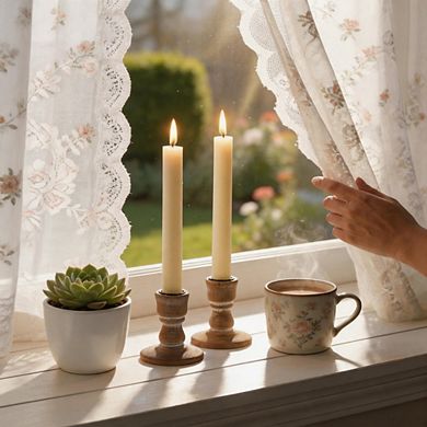 2 Pack Rustic Wooden Candle Holders Farmhouse Holiday Decor