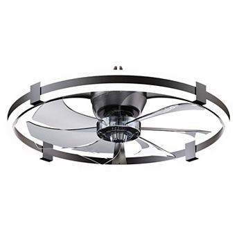 Loheer LED Ceiling Fan With Light 23.6 Inch Flush Mount Dimmable Remote For Bedroom Living Room