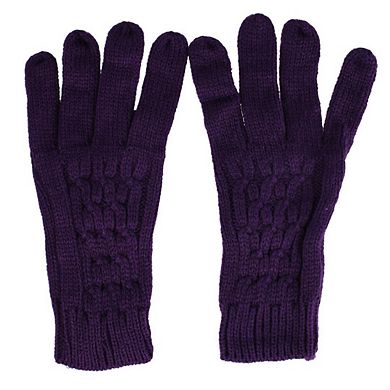 CTM Women's Knit Beanie Hat with Pom and Matching Gloves Set