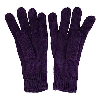 CTM Women's Knit Beanie Hat with Pom and Matching Gloves Set