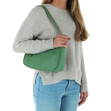 CTM Women's Leather Hobo Shoulder Bag